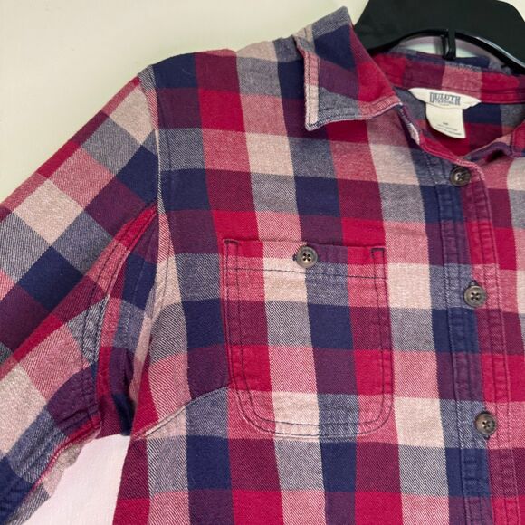 DULUTH TRADING CO woman's size medium M 100% cotton plaid flannel top shirt - Picture 4 of 12